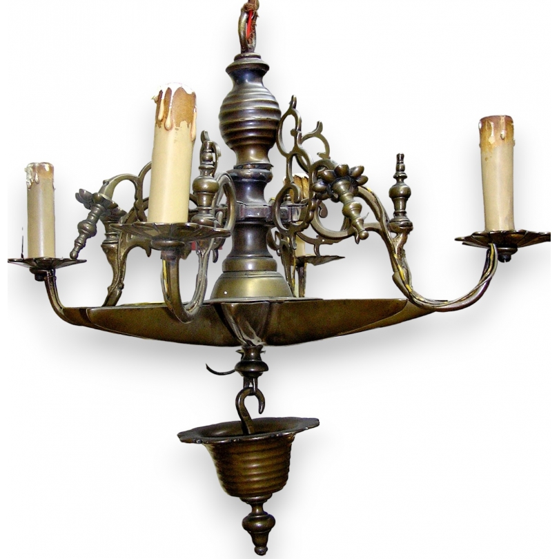 Small Dutch bronze chandelier with 4 lights at Moinat SA – Antiques and home décor