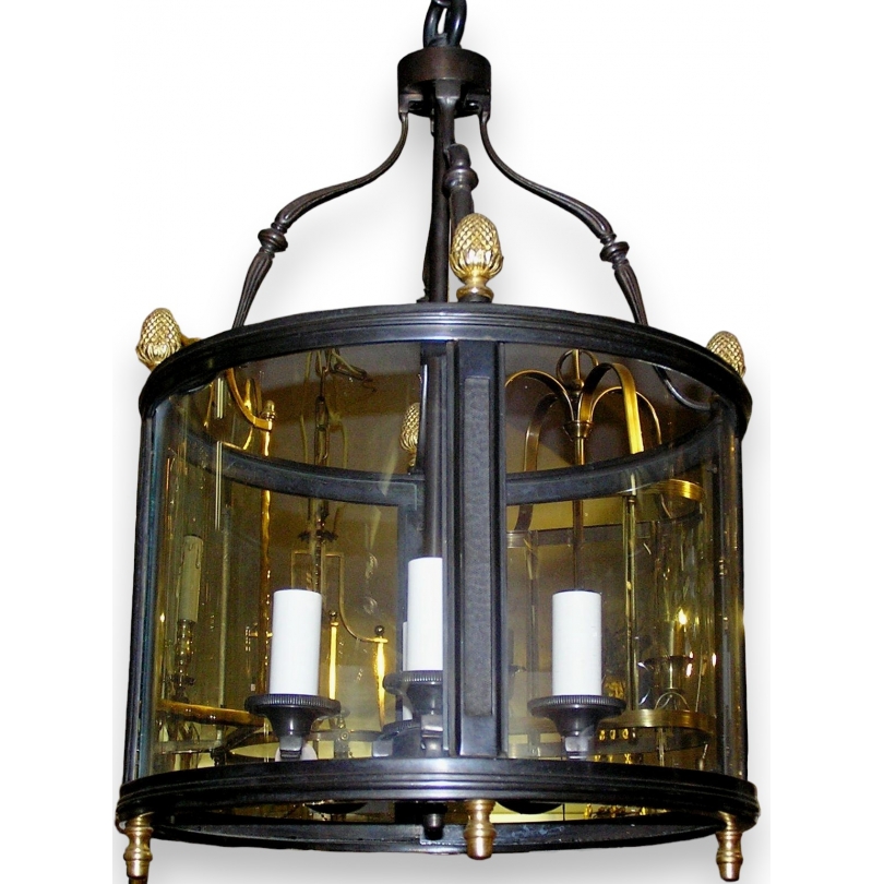 Round hanging lantern, black patina, by Moinat SA – Antiques and home décor