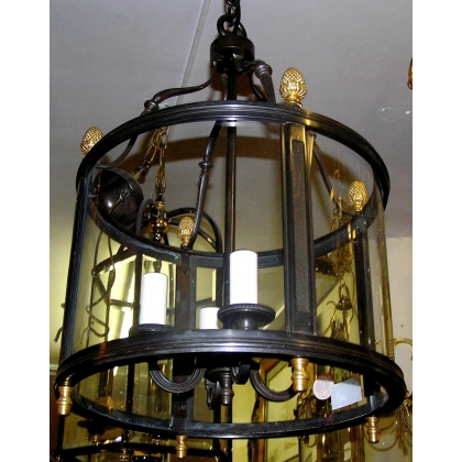 Round hanging lantern, black patina, by Moinat SA – Antiques and home décor