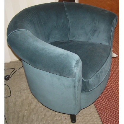 Armchair upholstered in blue-green velvet by  Moinat SA  - Antiques and home décor
