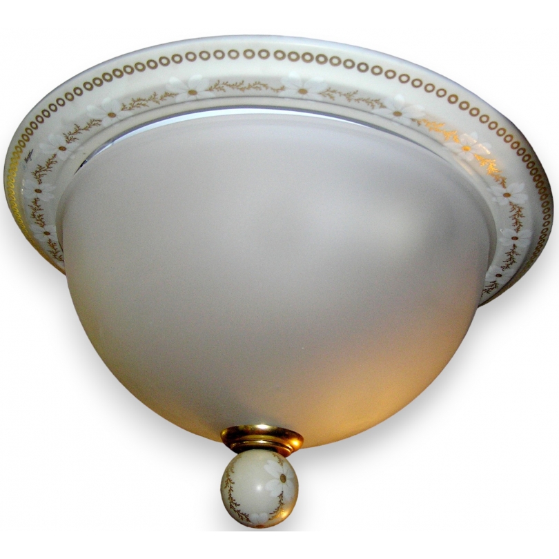 Painted alabaster ceiling light by  Moinat SA  - Antiques and home décor