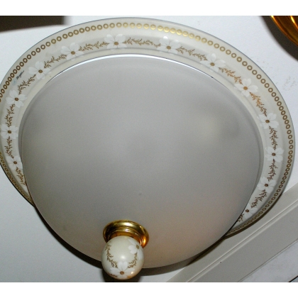 Painted alabaster ceiling light by  Moinat SA  - Antiques and home décor