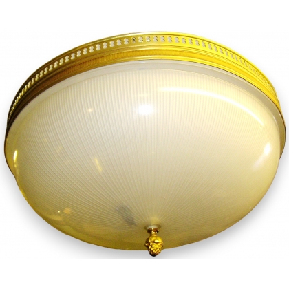 Plafonnier 3 lumières en laiton-verre