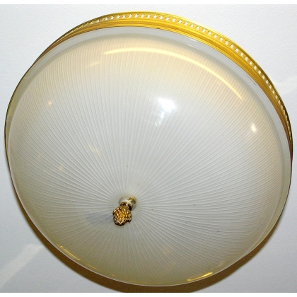 Plafonnier 3 lumières en laiton-verre