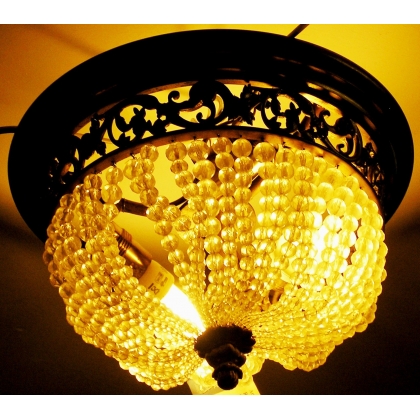 Electrified crystal ceiling light at  Moinat SA  - Antiques and home décor