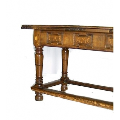 Mesa Luis XIII con marquetería y 2 extensiones. En  Moinat SA  - Antigüedades y decoración