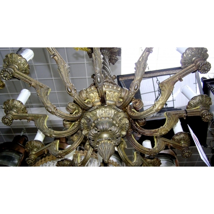 Napoleon III bronze chandelier, 12 lights, by  Moinat SA  - Antiques and home décor