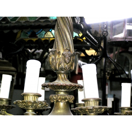 Napoleon III bronze chandelier, 12 lights, by  Moinat SA  - Antiques and home décor