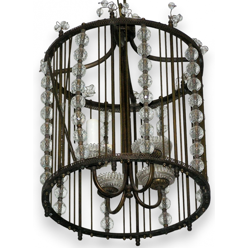 Patinated brass hanging lantern by Moinat SA – Antiques and home décor