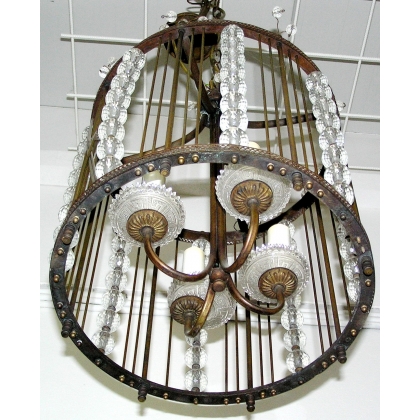 Patinated brass hanging lantern by Moinat SA – Antiques and home décor