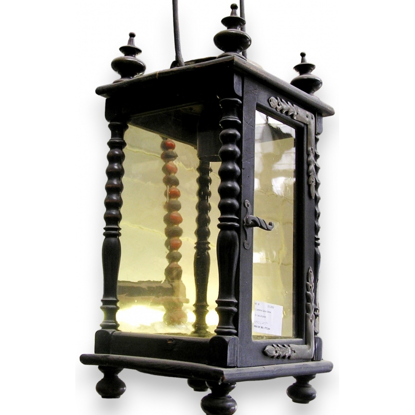Wood and brass hanging lantern, available from  Moinat SA  - Antiques and home décor