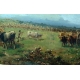 Tableau "Vaches". Cadre doré.