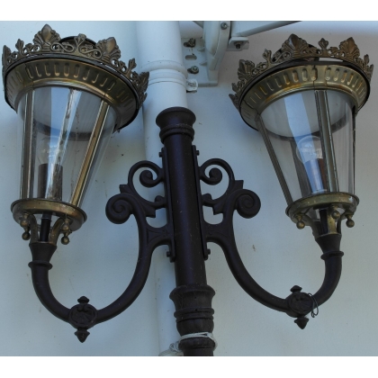  Réverbère, 2 lumières, lanterne laiton, sur  Moinat SA  - Antiquités décoration