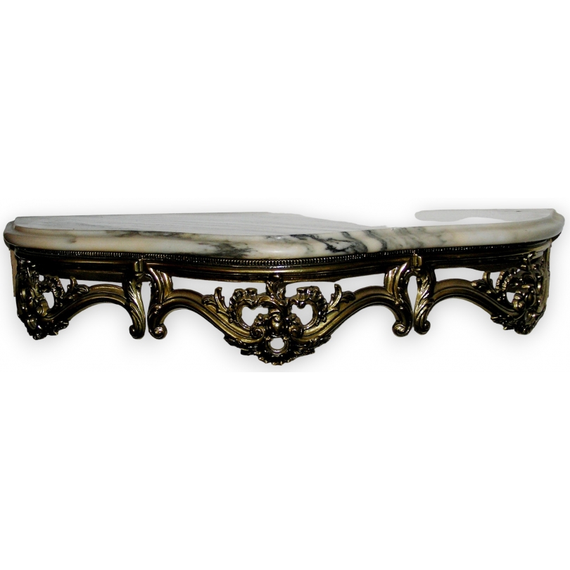 Brass console table with marble top by  Moinat SA  - Antiques and home décor