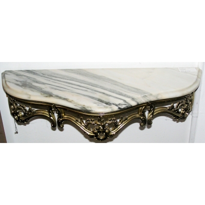 Brass console table with marble top by  Moinat SA  - Antiques and home décor