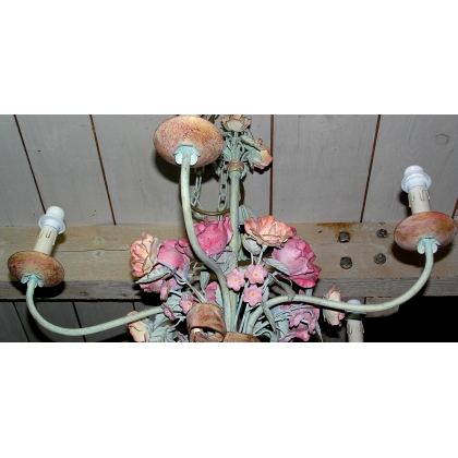 Painted iron chandelier, 5 lights, by Moinat SA – Antiques and home décor