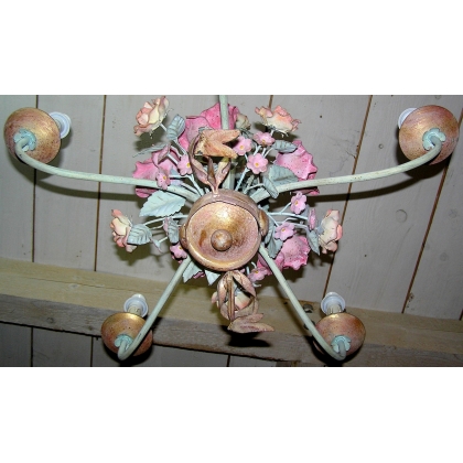 Painted iron chandelier, 5 lights, by Moinat SA – Antiques and home décor