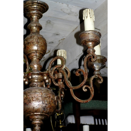 Painted wooden chandelier with 6 lights from Moinat SA – Antiques and home décor
