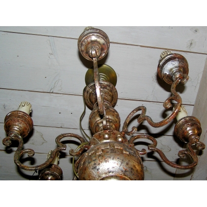 Painted wooden chandelier with 6 lights from Moinat SA – Antiques and home décor