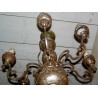 Painted wooden chandelier with 6 lights from Moinat SA – Antiques and home décor