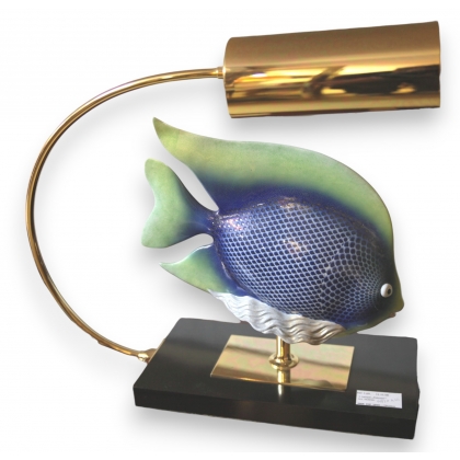  Lampe  en laiton avec Poisson en sur  Moinat SA  - Antiquités décoration