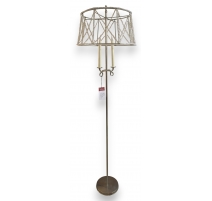 Lampadaire argenté perles cristal 1940