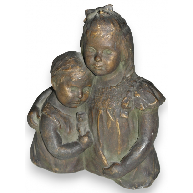 Plaster bust entitled ‘Brother and Sister’ by Moinat SA – Antiques and decorative items