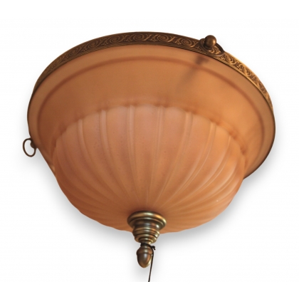 Plafonnier \"Clunia\" en verre et laiton