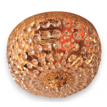 Plafonnier en bronze et cristal
