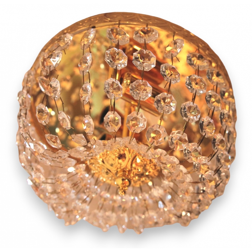 Plafonnier en bronze et cristal