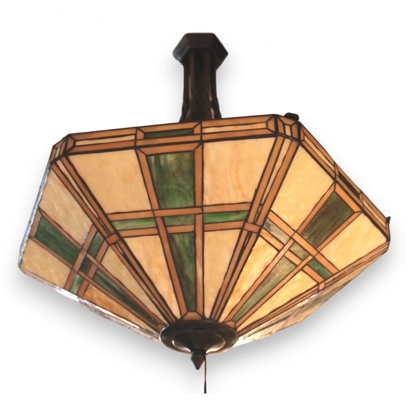 Suspension style Tiffany hexagonale en