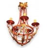 Lustre fer forgé rouge et doré