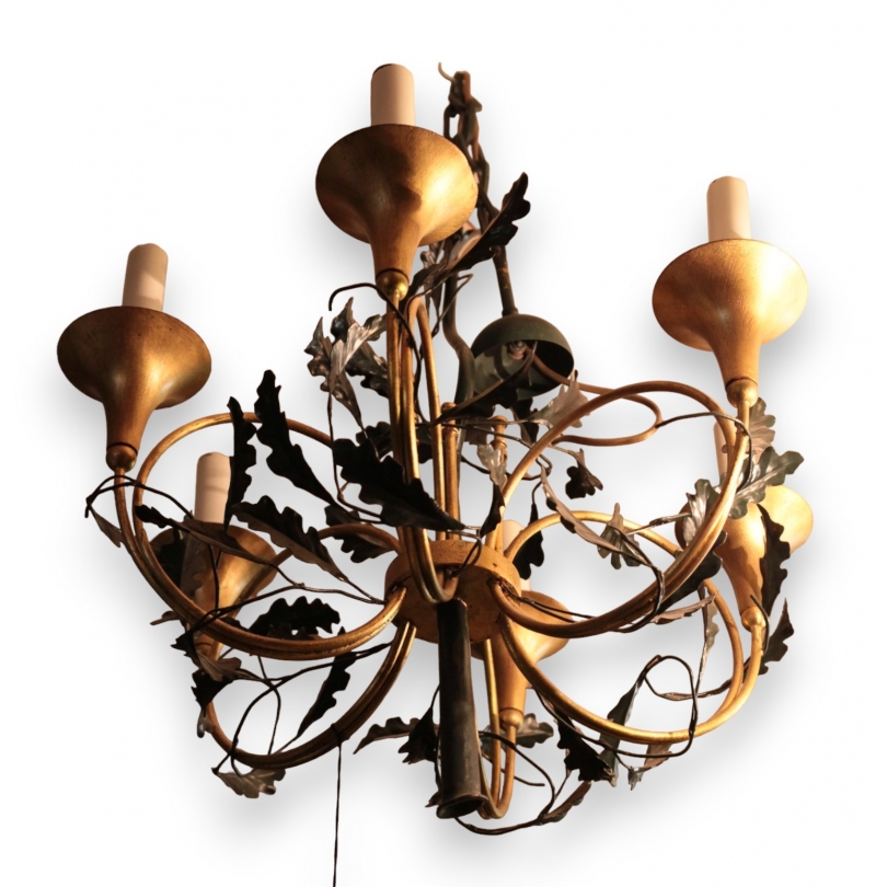 Lustre \"Cor de chasse\" en fer forgé