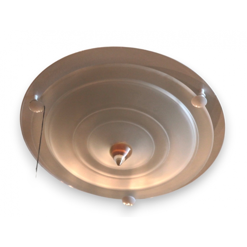 Plafonnier en fer blanc et verre opaque