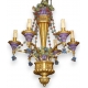 Lustre en bois doré, polychrome et fer