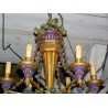 Chandelier in gilded wood, polychrome and iron at  Moinat SA  - Antiques and home décor