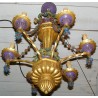 Chandelier in gilded wood, polychrome and iron at  Moinat SA  - Antiques and home décor