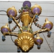 Lustre en bois doré, polychrome et fer