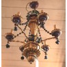 Chandelier in gilded wood, polychrome and iron at  Moinat SA  - Antiques and home décor