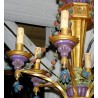 Chandelier in gilded wood, polychrome and iron at  Moinat SA  - Antiques and home décor