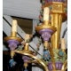 Lustre en bois doré, polychrome et fer