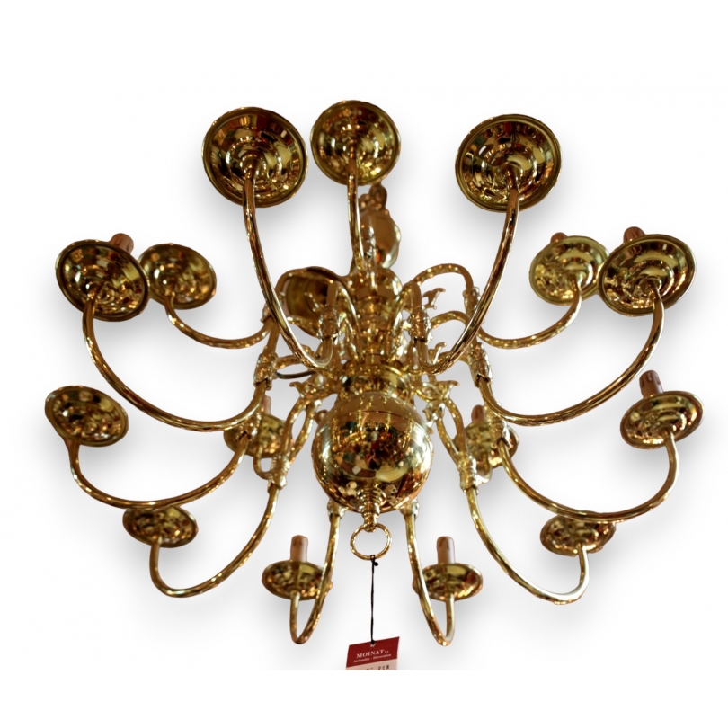 15-light Dutch brass chandelier at  Moinat SA  - Antiques and home décor