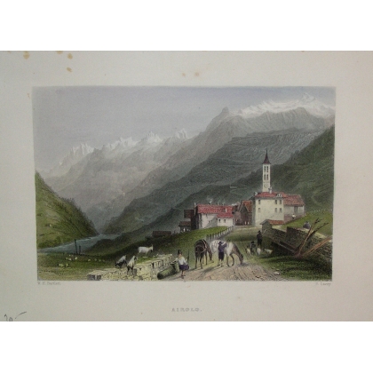Coloured engraving ‘Airolo’ by BARTLETT, published by Moinat SA – Antiques and decorative items – Engravings, lithographs