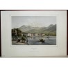 Coloured engraving ‘Lugano’ by KOEHLER, published by Moinat SA – Antiques and decorative items – Engravings, lithographs
