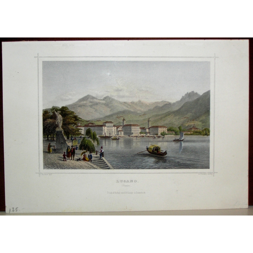 Gravure coloriée "Lugano" de KOEHLER
