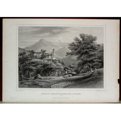 Engraving: ‘Schloss Beroldingen near Moinat SA’ – Antiques and decorative items – Engravings, lithographs