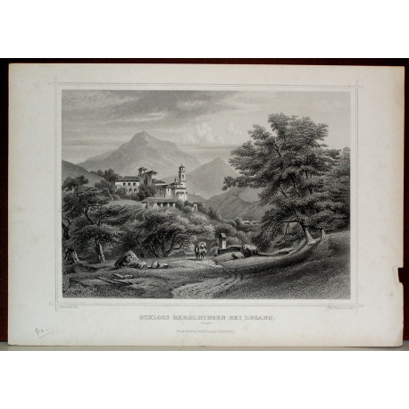 Engraving: ‘Schloss Beroldingen near Moinat SA’ – Antiques and decorative items – Engravings, lithographs