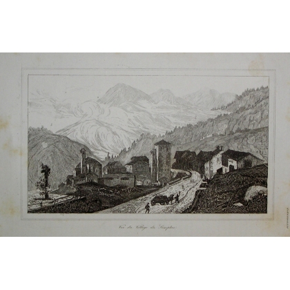 Engraving ‘View of the village of Simplon’ by Moinat SA – Antiques and decorative items – Engravings, lithographs