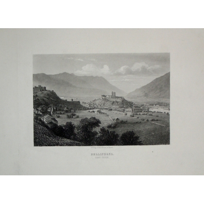 Engraving ‘Bellinzona’ by KRUSI, on Moinat SA – Antiques and decorative items – Engravings, lithographs