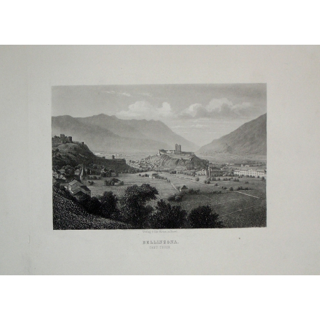 Engraving ‘Bellinzona’ by KRUSI, on Moinat SA – Antiques and decorative items – Engravings, lithographs